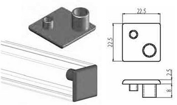 Accessori di chiusura Tappo nero per profilo 22x22