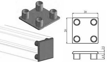 Accessori di chiusura Tappo nero per profilo 30x30