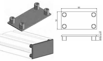 Accessori di chiusura Tappo nero per profilo 30x60