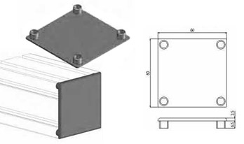 Accessori di chiusura Tappo nero per profilo 60x6