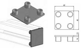 Accessori di chiusura Tappo nero per profilo 40x40