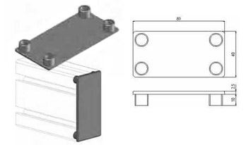 Accessori di chiusura Tappo nero per profilo 40x80