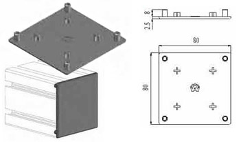 Accessori di chiusura Tappo nero per profilo 80x80