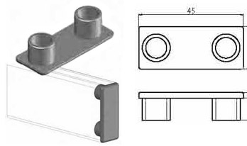 Accessori di chiusura Tappo nero per profilo 18x45