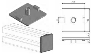 Tappo nero per profilo 32x32 a 4 cave