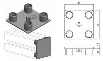 Accessori di chiusura Tappo nero per profilo 45x45