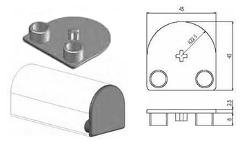 Accessori di chiusura Tappo nero per profilo 45x45 corrimano