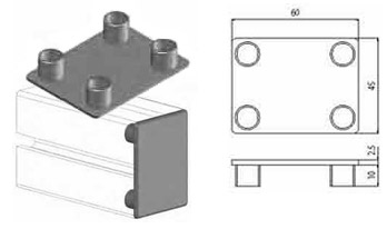 Accessori di chiusura Tappo nero per profilo 45x60