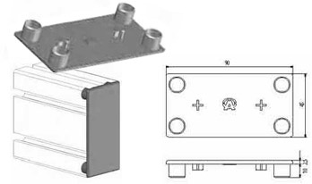 Accessori di chiusura Tappo nero per profilo 45x90