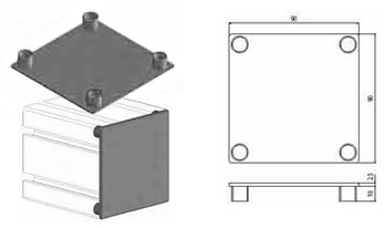 Accessori di chiusura Tappo nero per profilo 90x90