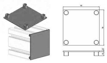 Tappo nero per profilo 90x90 CAVA 