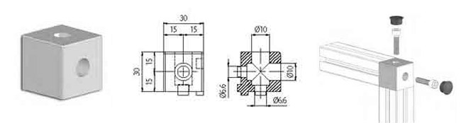 Giunto quadro a 2 vie