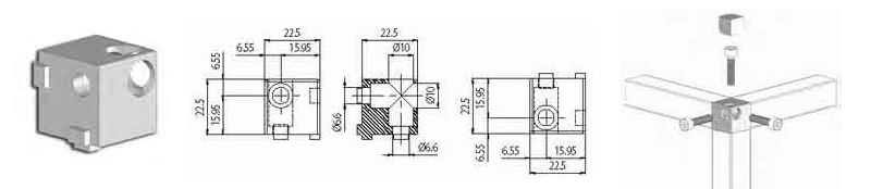 Giunto quadro a 3 vie