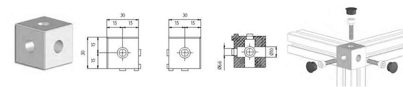 Giunto quadro a 3 vie