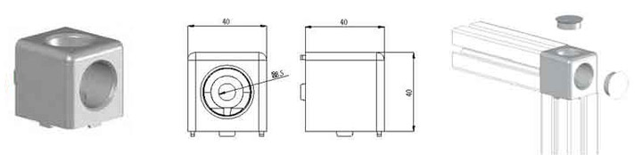 Giunto quadro a 2 vie