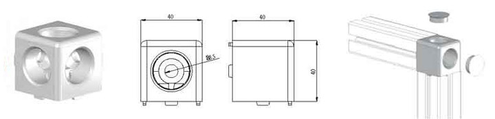 Giunto quadro a 3 vie