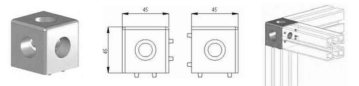 Giunto quadro a 3 vie